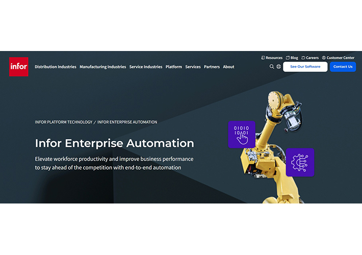 foto Infor presenta la Solución de Automatización Empresarial, un conjunto de servicios en la nube de Infor OS, construidos en AWS, diseñados para ayudar a las empresas a escalar rápidamente la automatización y lograr resultados de negocio más rápido.